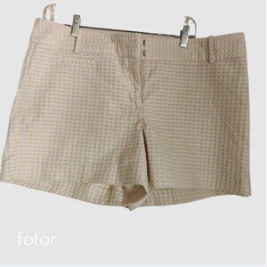 LOFT Marisa Trouser Shorts Tan Embroiderd Yellow Polka Dots EUC